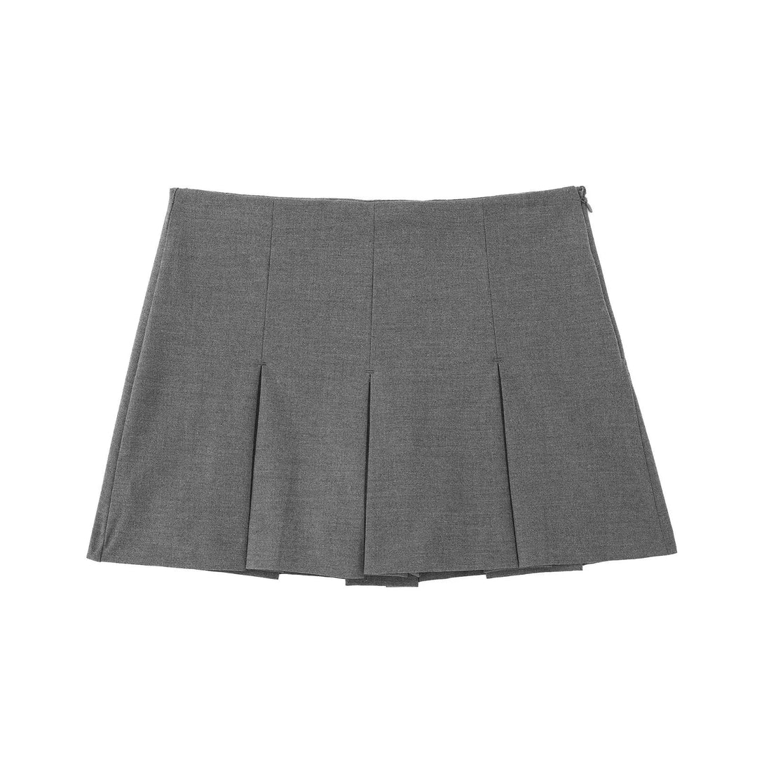 High Waist Wide Pleated Mini Skirt