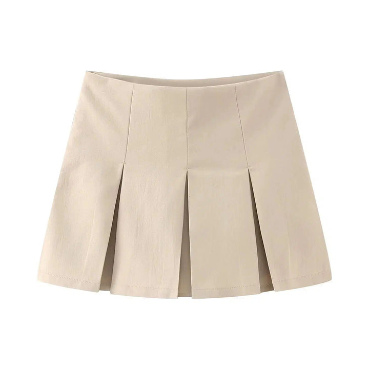 High Waist Wide Pleated Mini Skirt