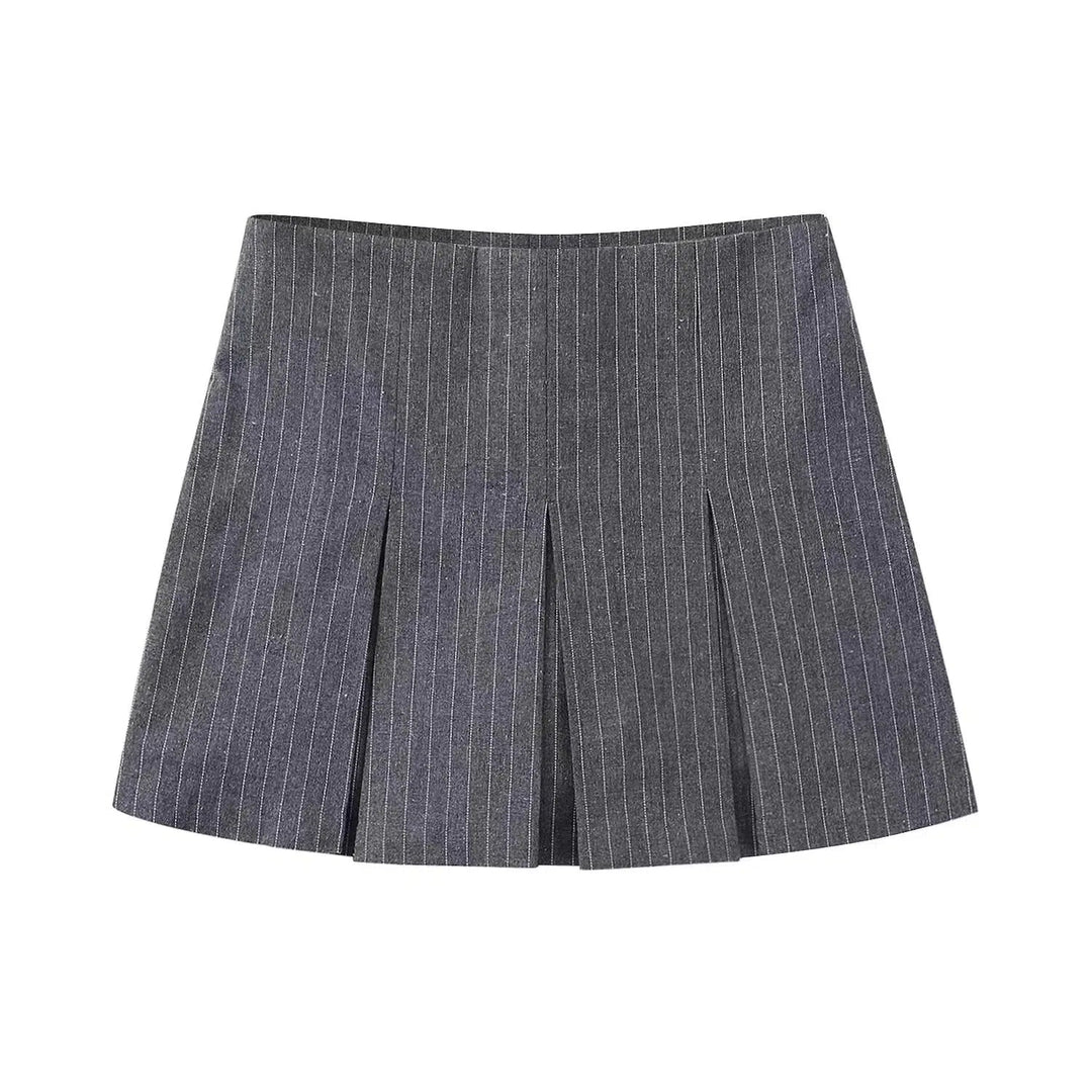 High Waist Wide Pleated Mini Skirt