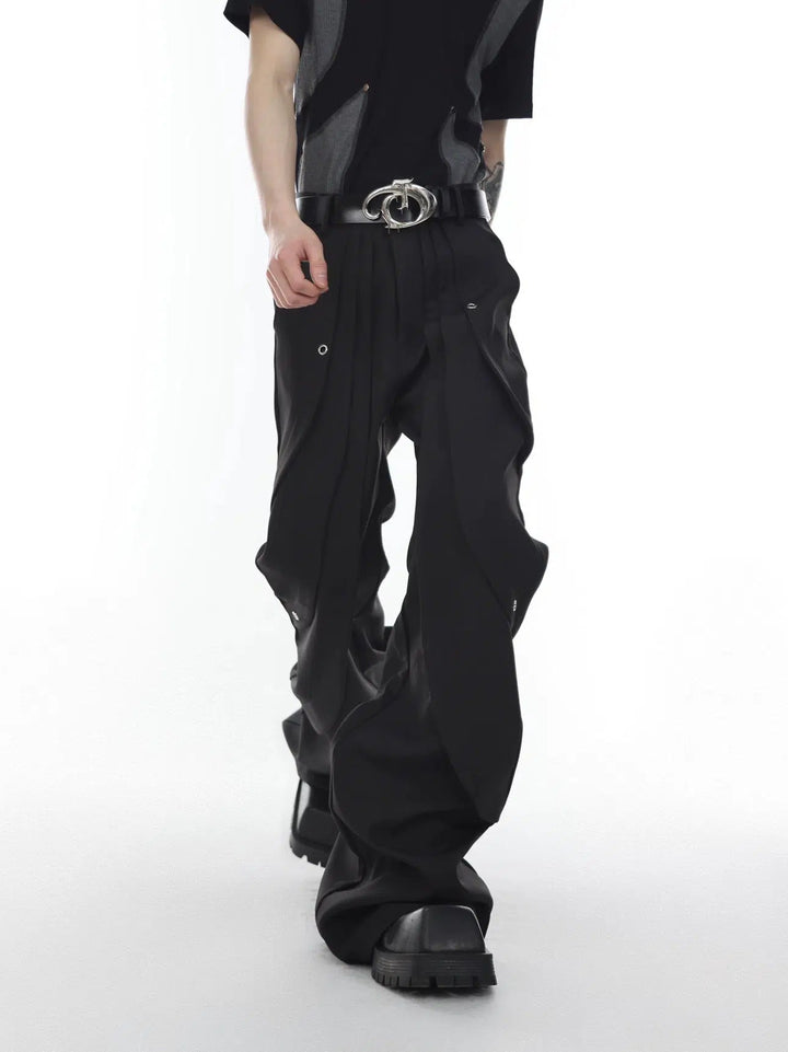 High-Waisted Pleated Flared Pants