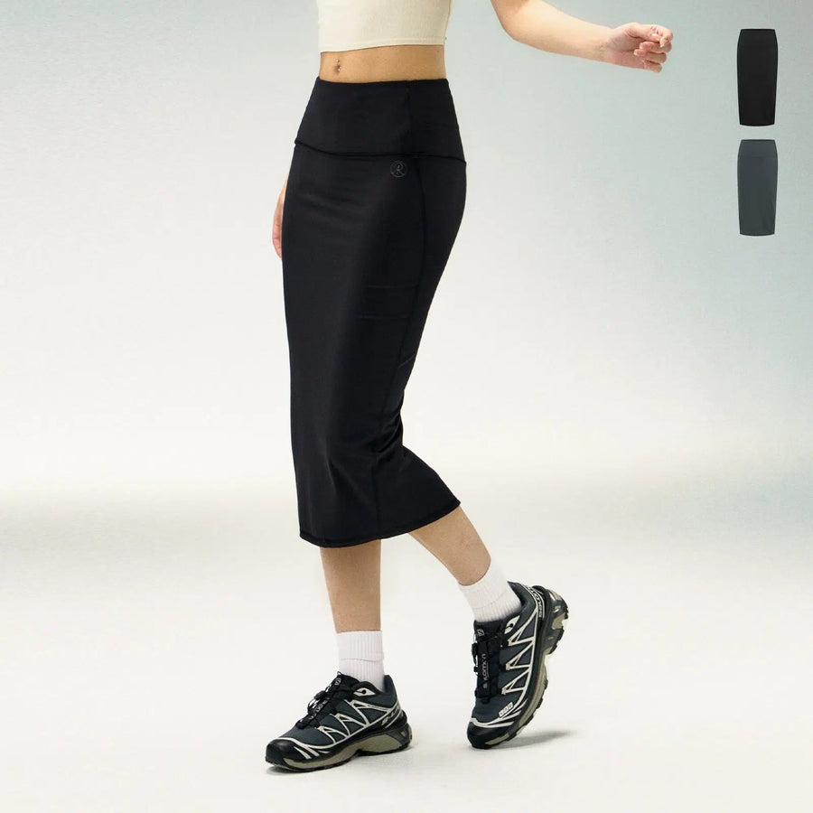 High-Waisted, Knee-Length Athletic Skirt with Side Pockets