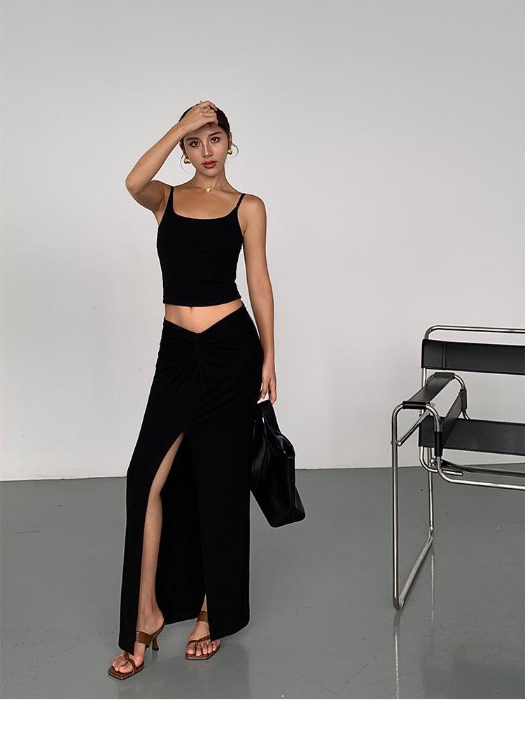 High Waisted Slit Maxi Skirt