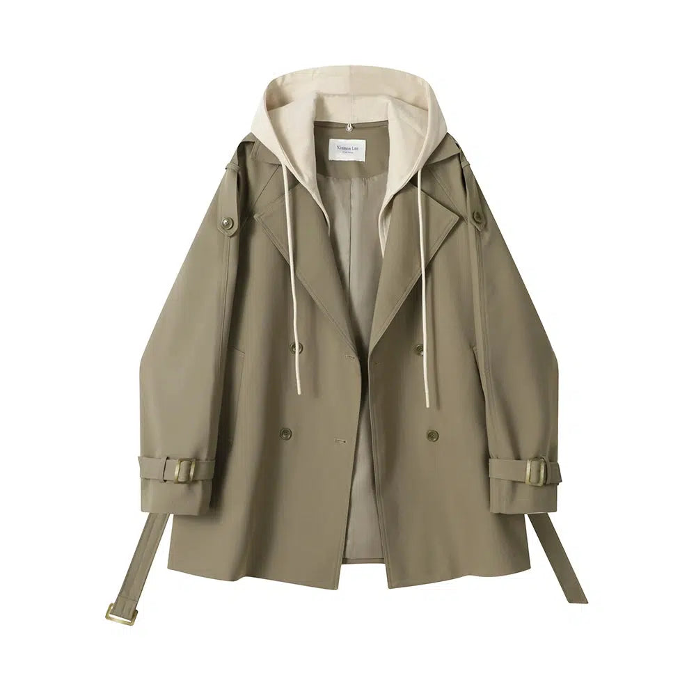 Hooded Double-Breasted Trench Coats