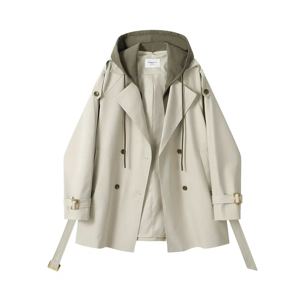 Hooded Double-Breasted Trench Coats