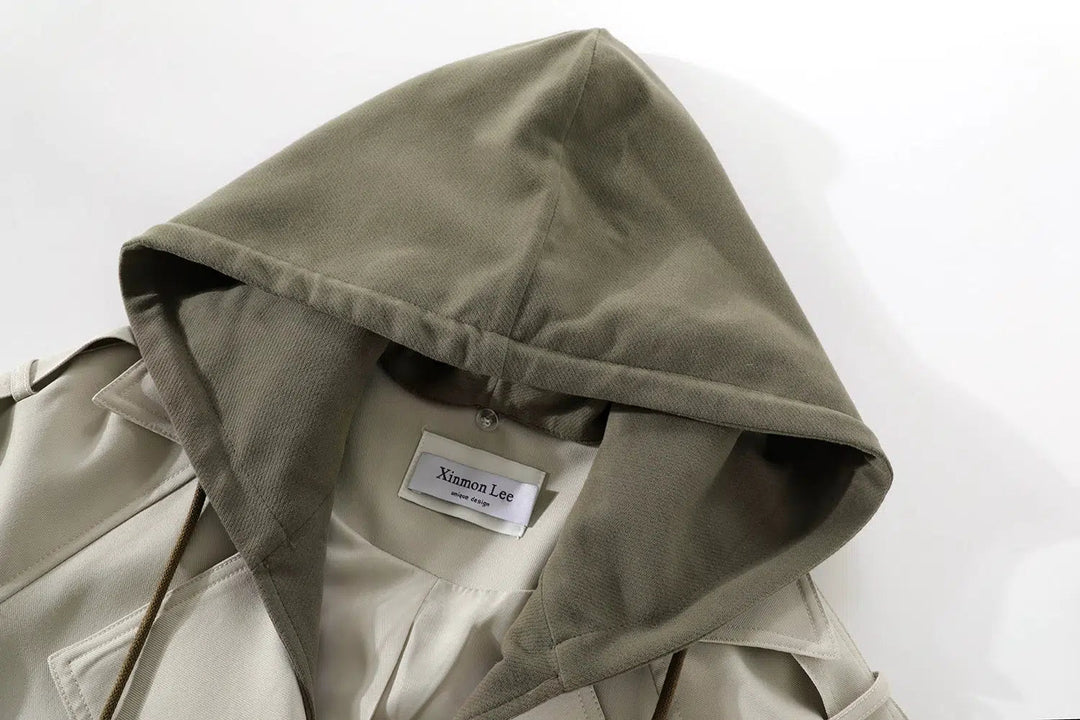 Hooded Double-Breasted Trench Coats