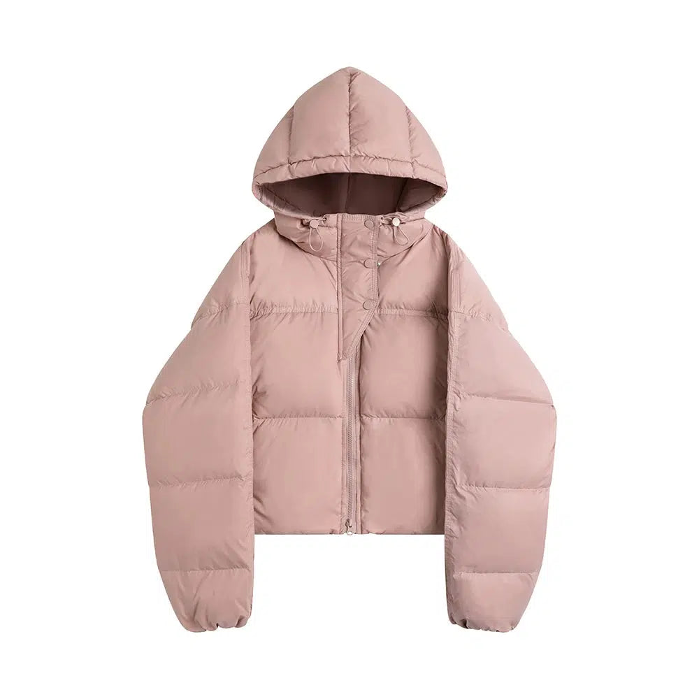 Zipper Closure Hooded Down Jacket