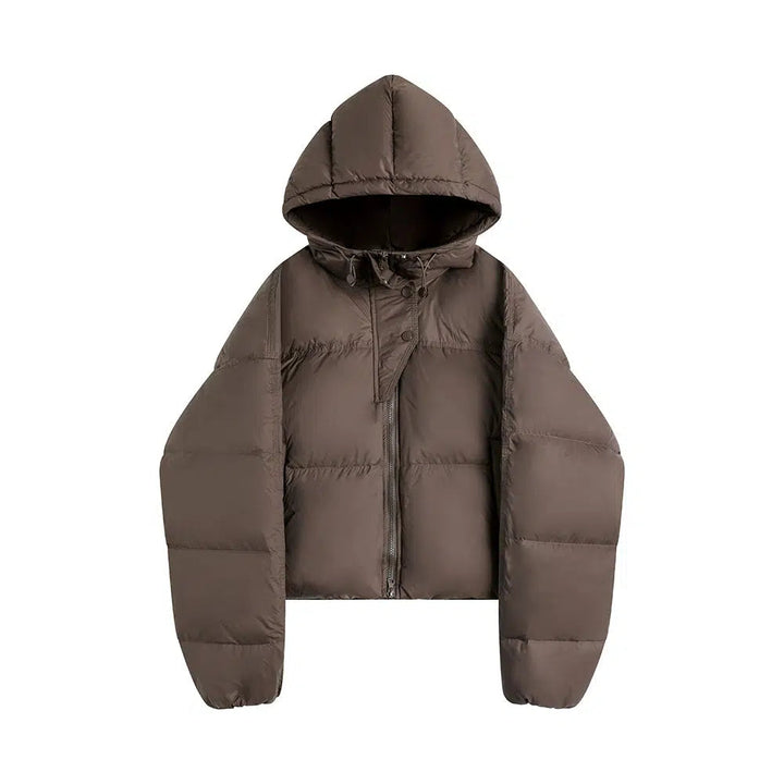 Zipper Closure Hooded Down Jacket