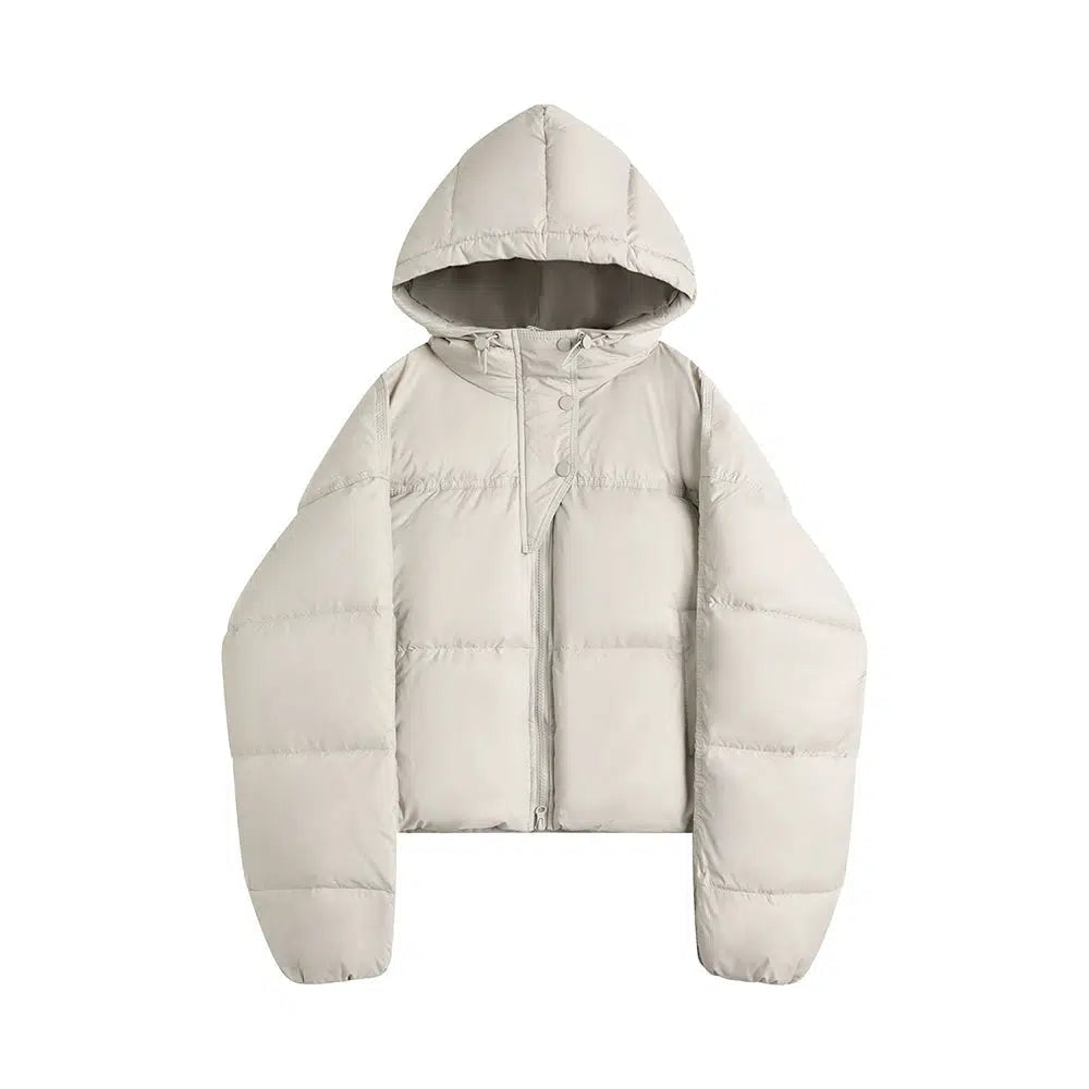 Zipper Closure Hooded Down Jacket