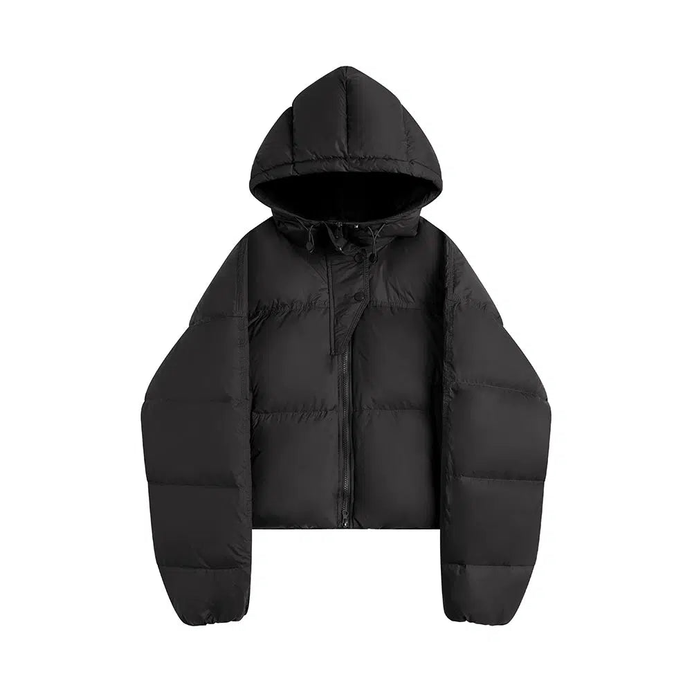 Zipper Closure Hooded Down Jacket