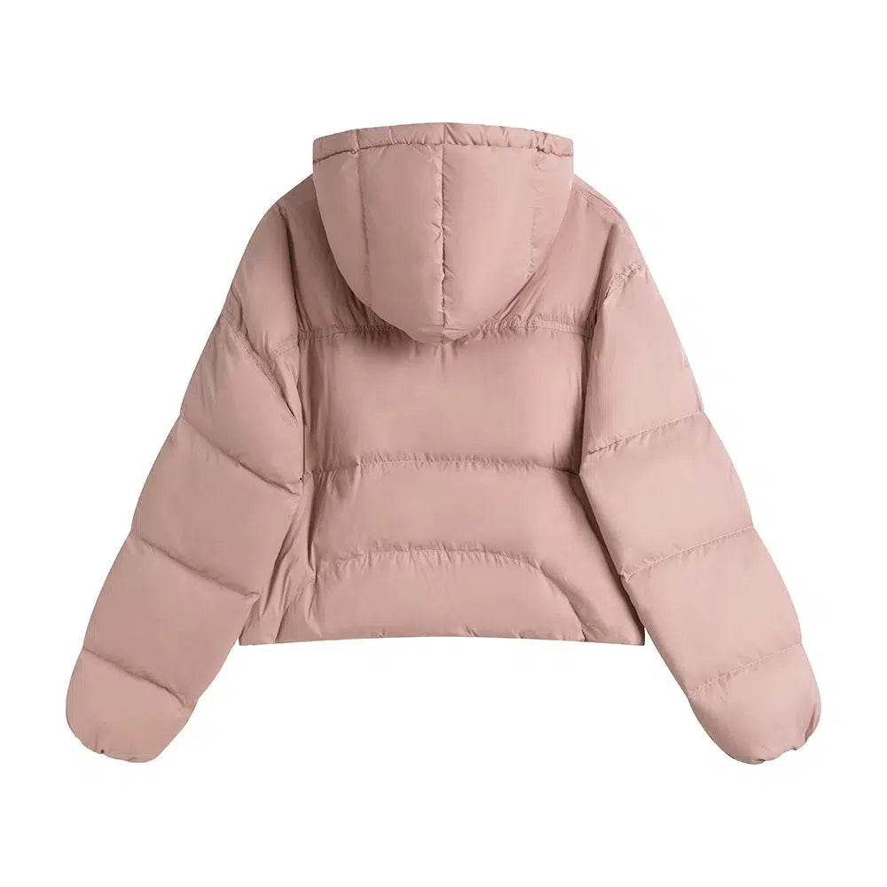 Zipper Closure Hooded Down Jacket