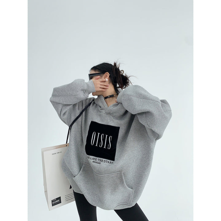 Hooded Embroidery Oversized Sweatshirt