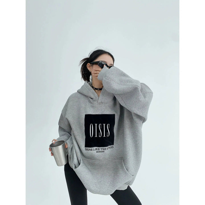 Hooded Embroidery Oversized Sweatshirt