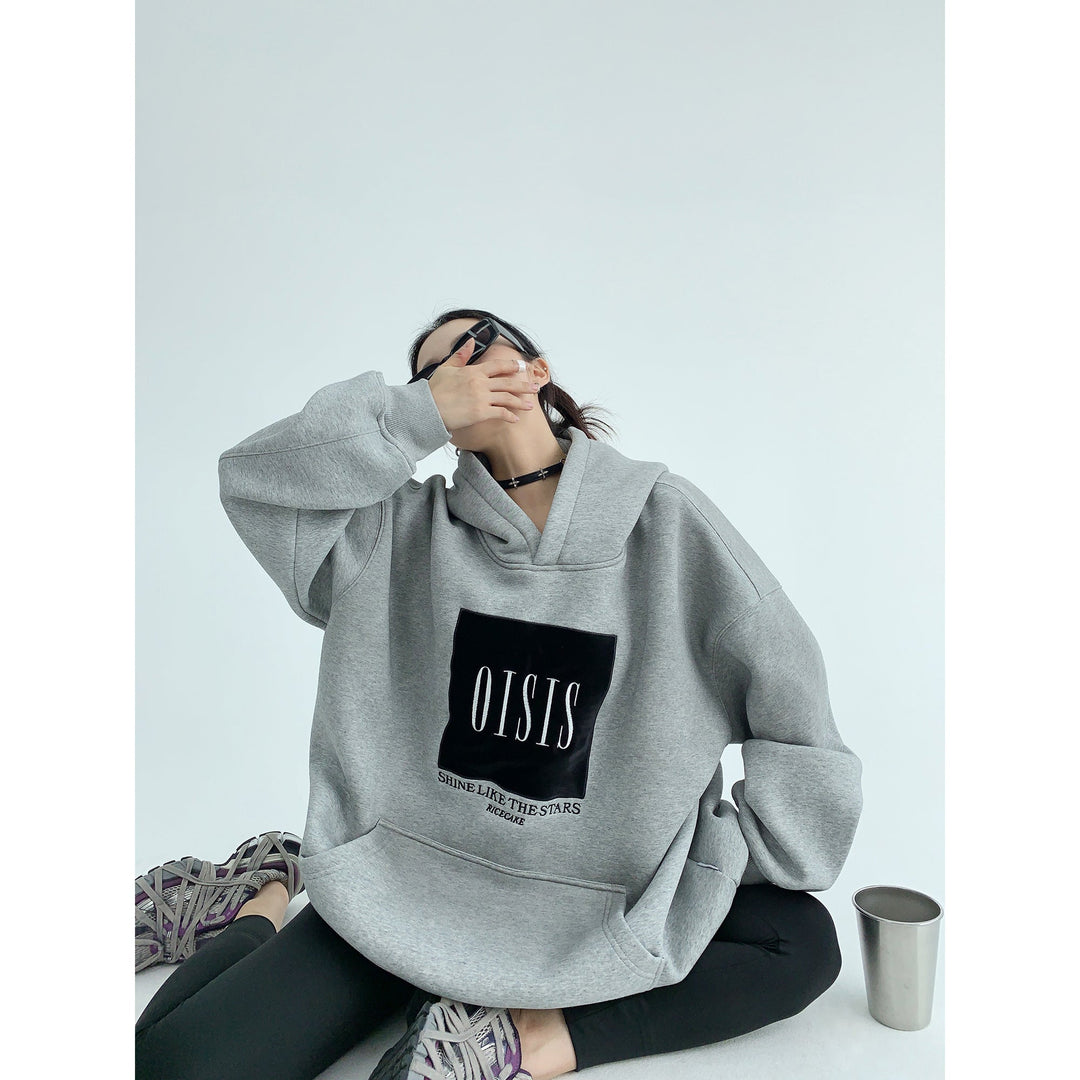 Hooded Embroidery Oversized Sweatshirt