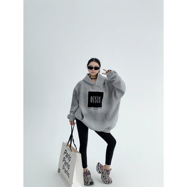 Hooded Embroidery Oversized Sweatshirt