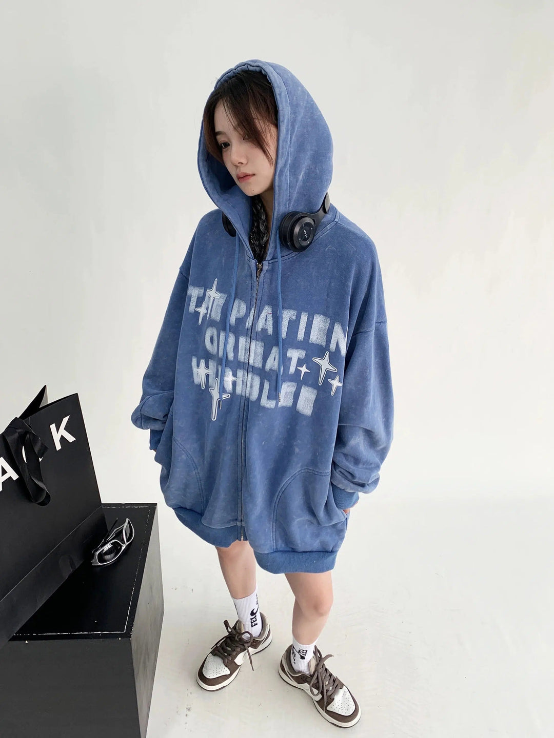 Hooded Graphic Oversized Coat