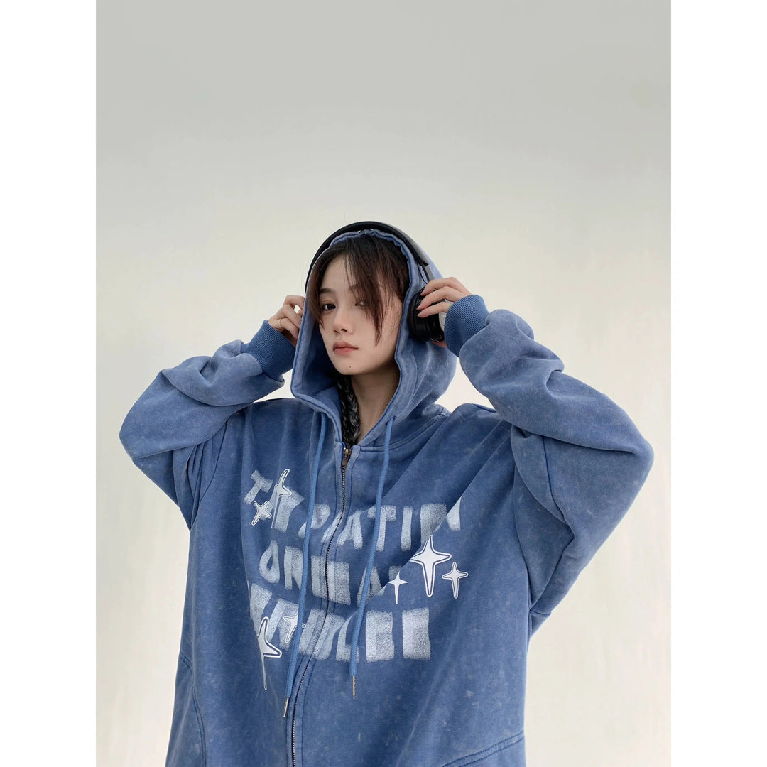 Hooded Graphic Oversized Coat