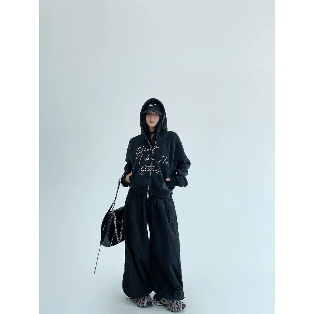 Hooded Graphic Zip-Up Coat