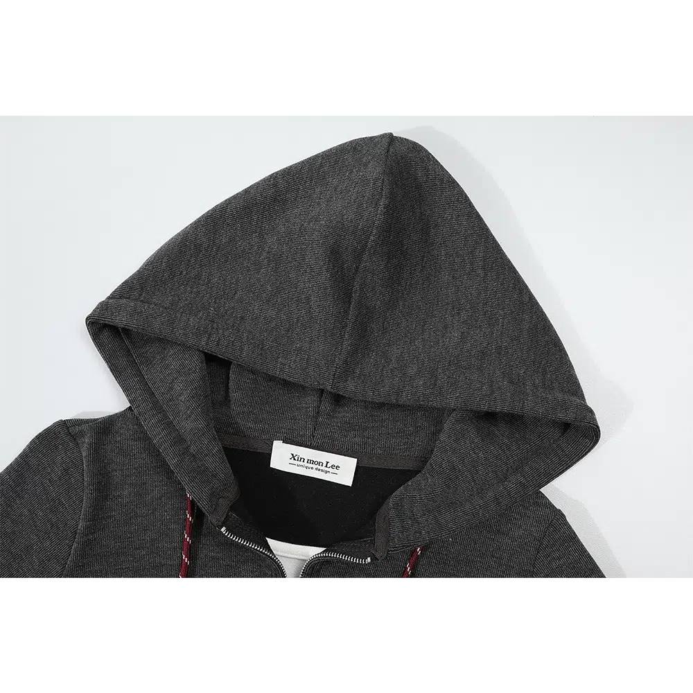 Zipper Detail Hooded Pullover