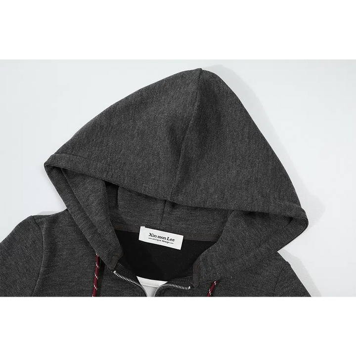 Zipper Detail Hooded Pullover