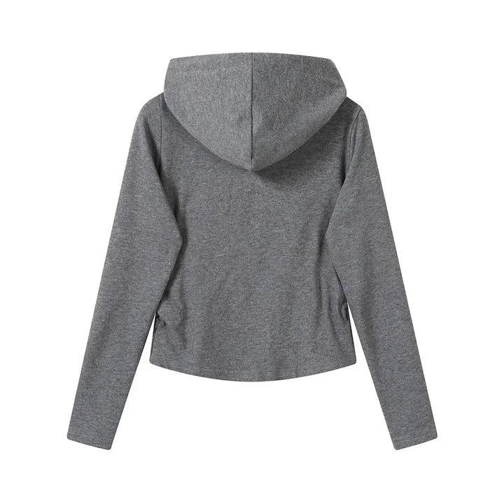 Zipper Detail Hooded Pullover