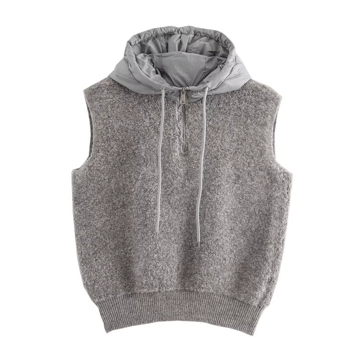 Hooded Sleeveless Knit Vest