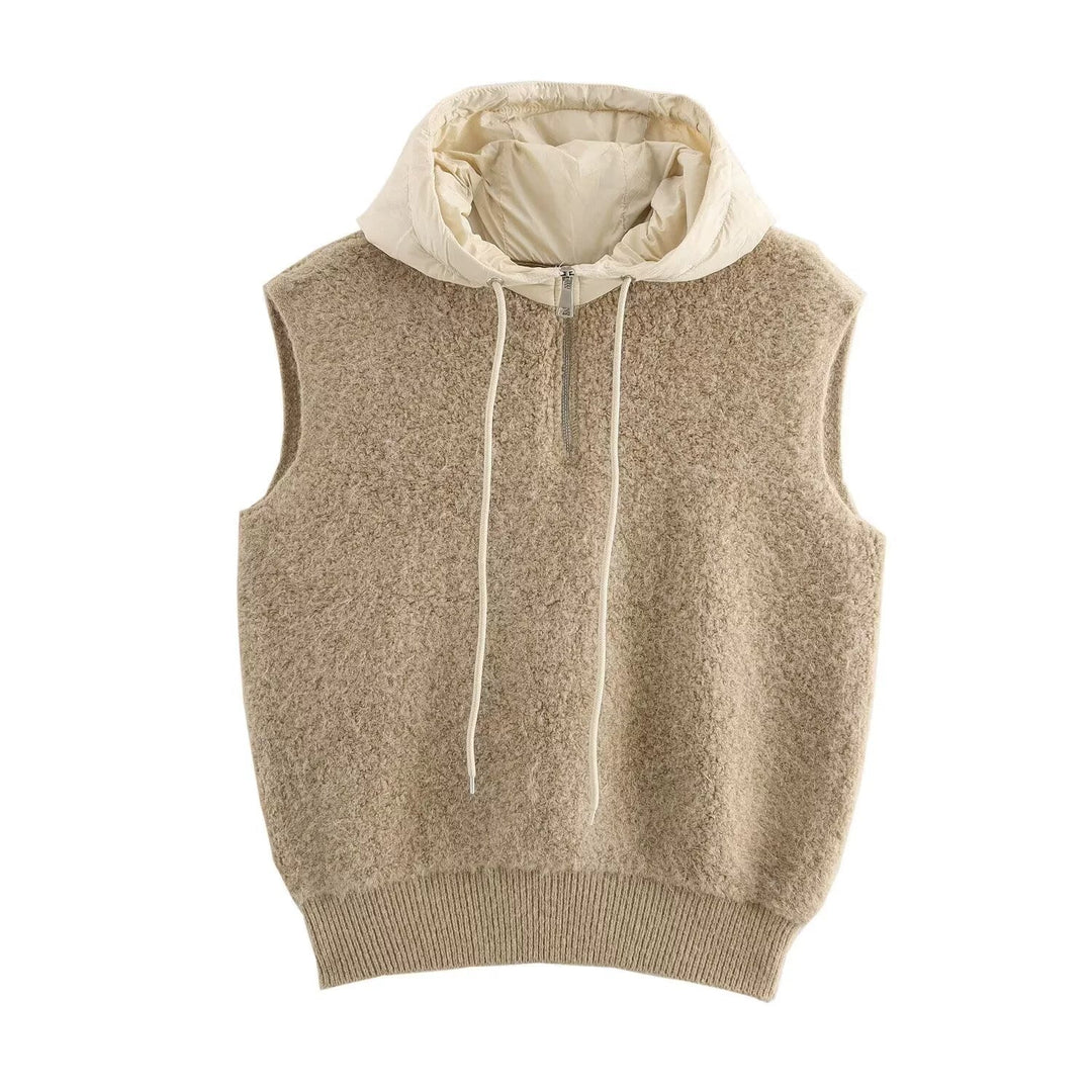 Hooded Sleeveless Knit Vest