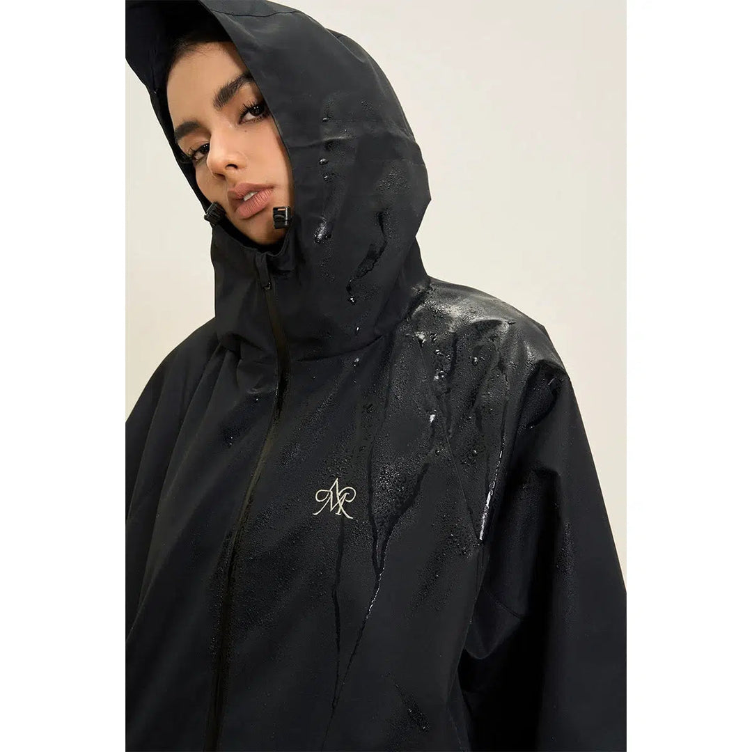 Hooded Water-Resistant Windbreaker with Logo