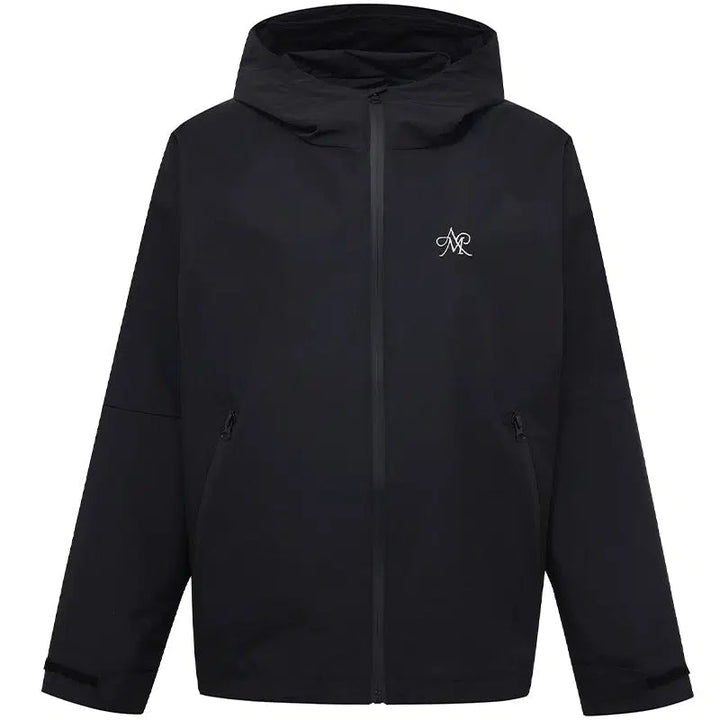 Hooded Water-Resistant Windbreaker with Logo