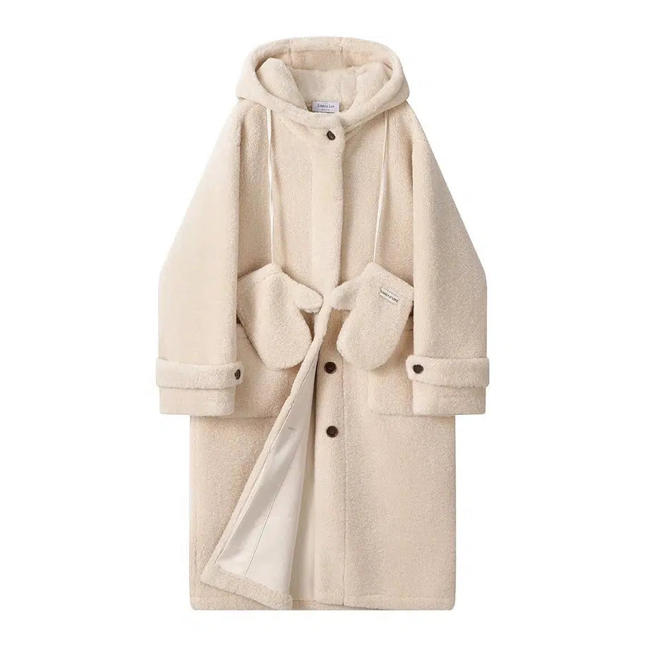 Hooded Wool Coat with Mittens