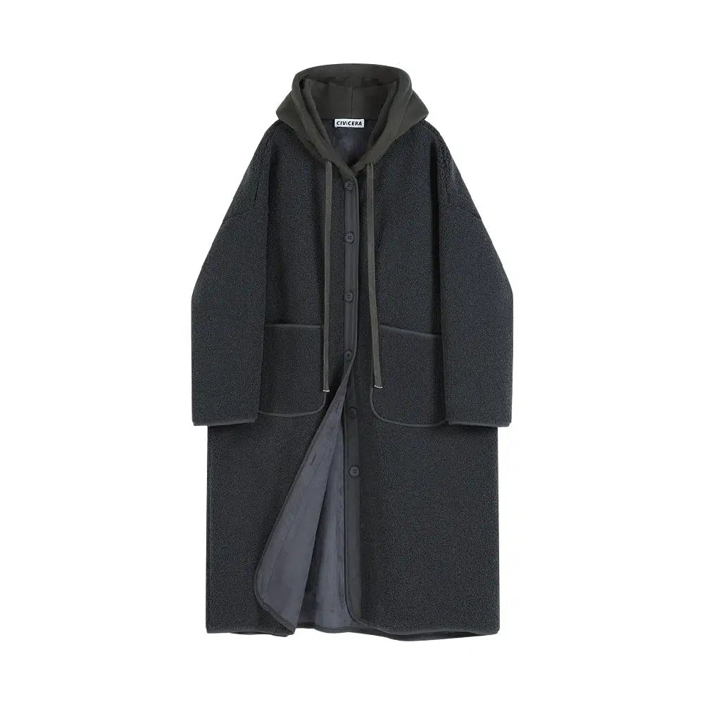 Hooded Wool Coat with Pockets