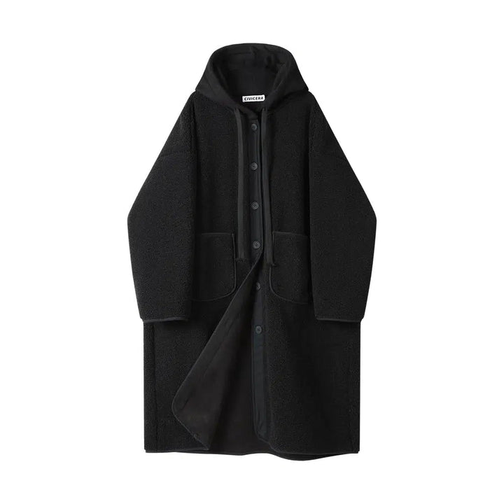 Hooded Wool Coat with Pockets