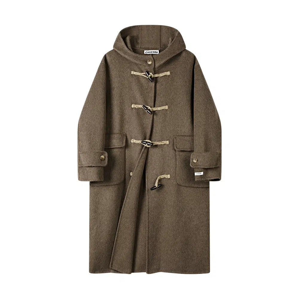 Hooded Wool Toggle Coat