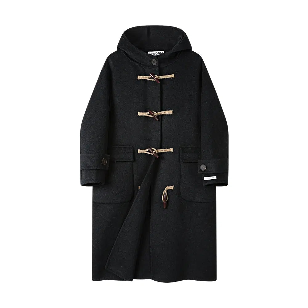 Hooded Wool Toggle Coat