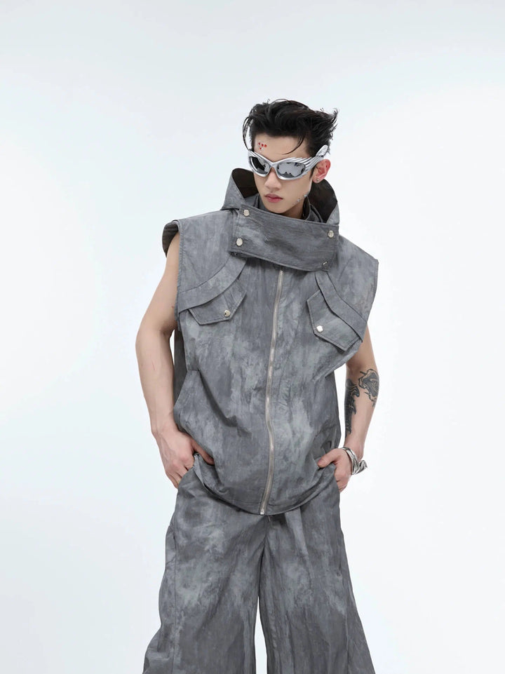 Hooded Workwear Vest Pants Set