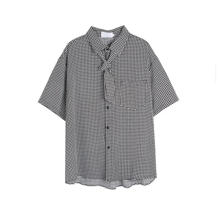 Houndstooth Tie Short-Sleeve Shirt