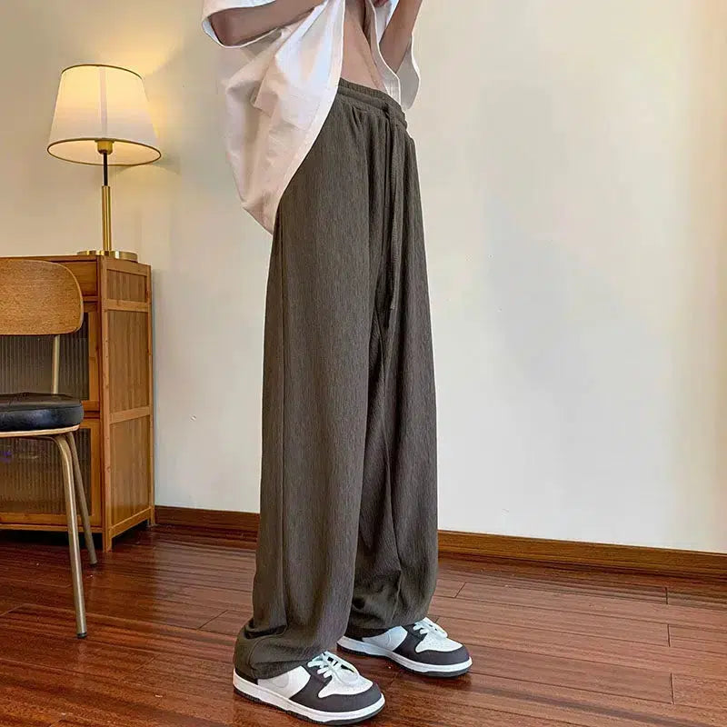 Ice Silk Pleated Thin Pants