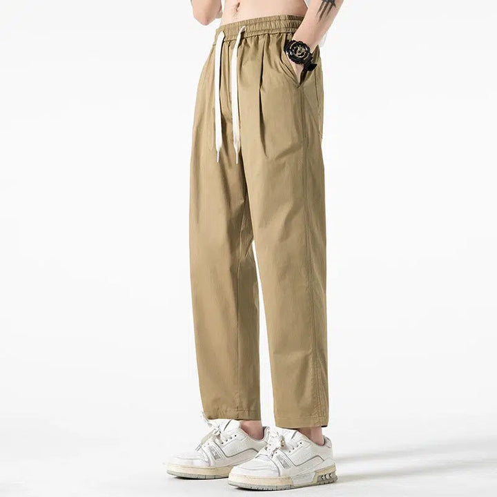 Ice Silk Thin Drawstring Pants