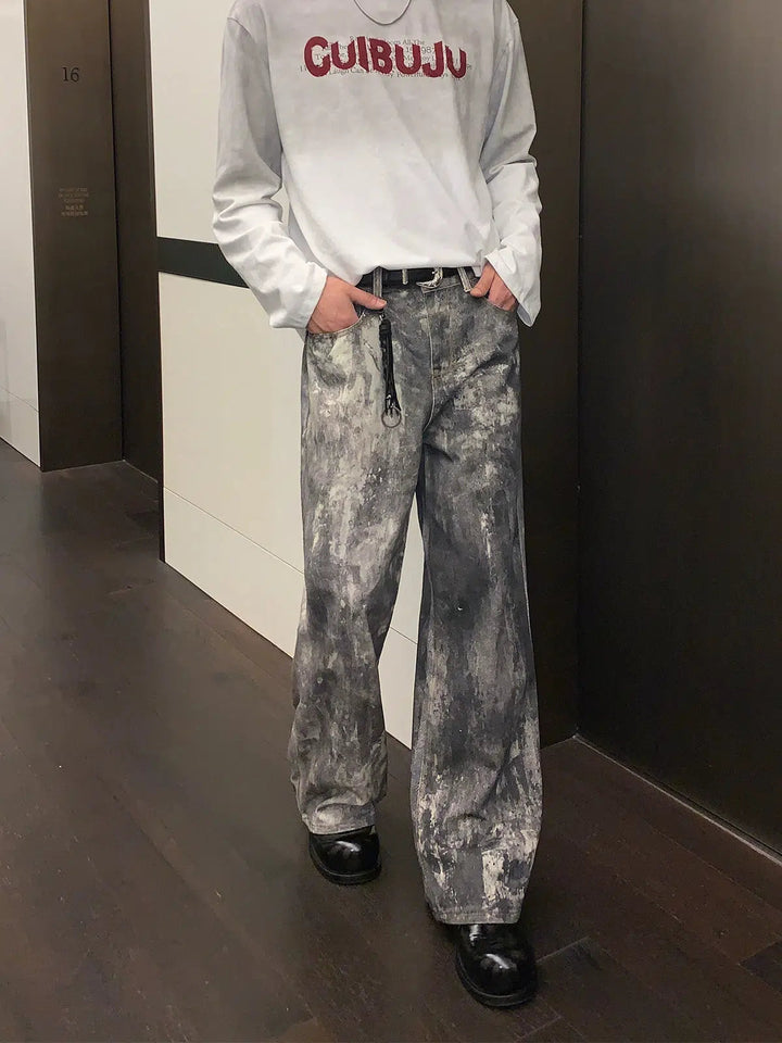 Ink-Dyed Wide-Leg Denim Pants