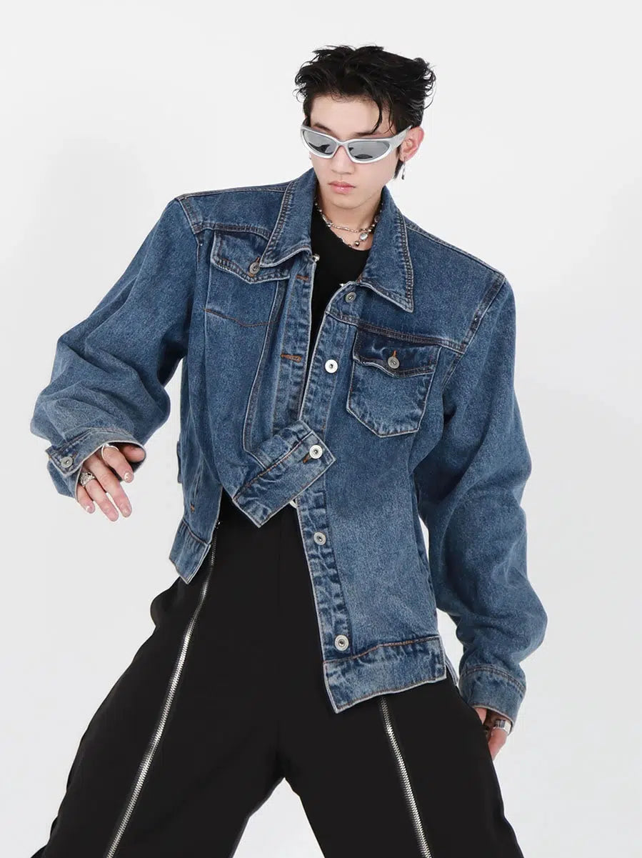 Irregular Shoulder Pad Denim Jacket