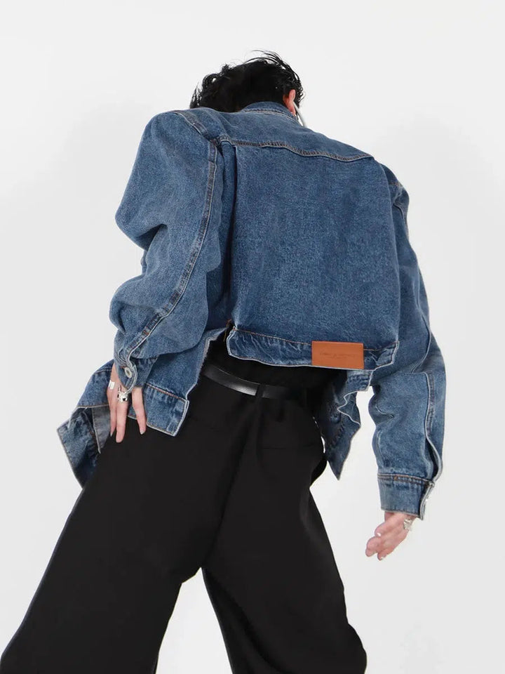 Irregular Shoulder Pad Denim Jacket