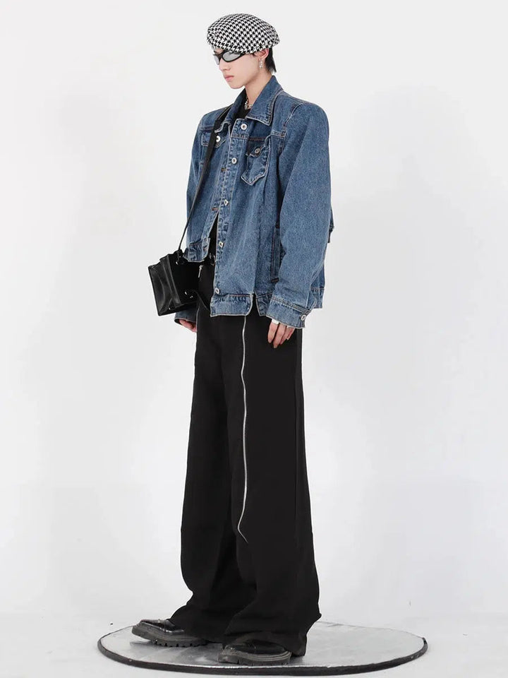 Irregular Shoulder Pad Denim Jacket