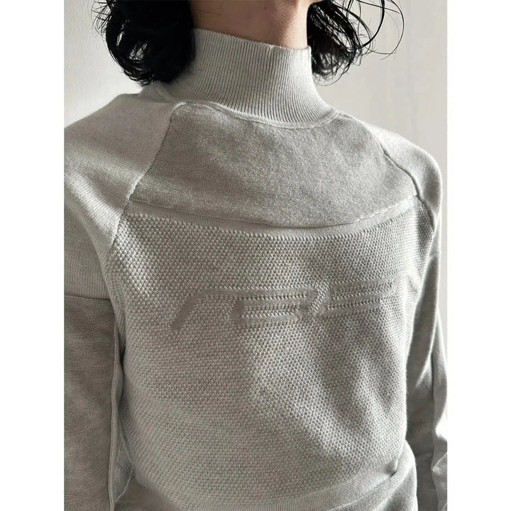 Irregular Stitching Slim High Collar Sweater