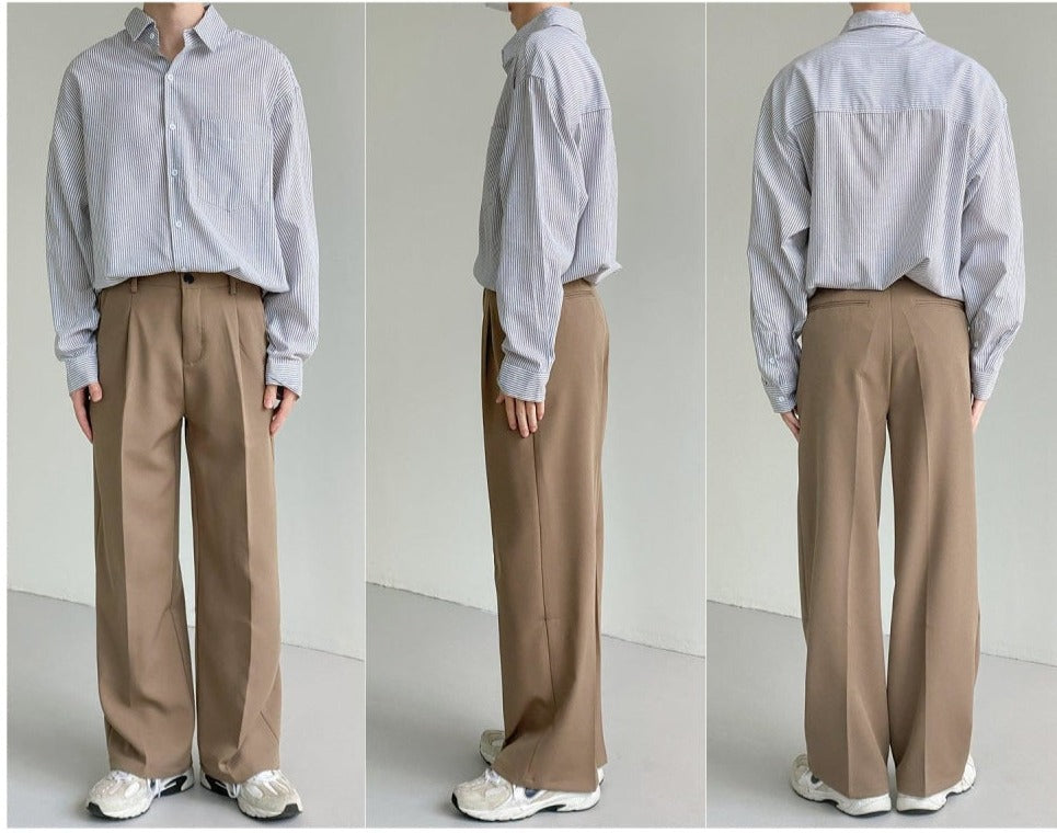 Khaki Straight Casual Suit Pants