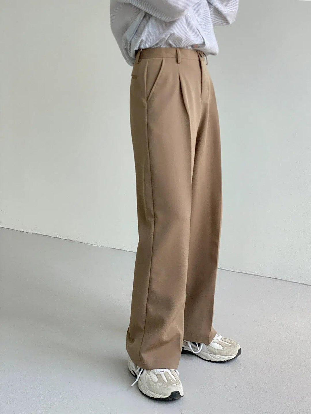 Khaki Straight Casual Suit Pants