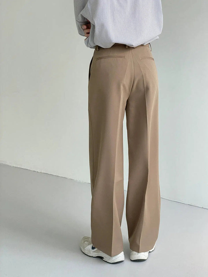 Khaki Straight Casual Suit Pants