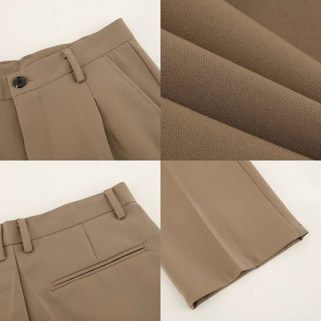 Khaki Straight Casual Suit Pants