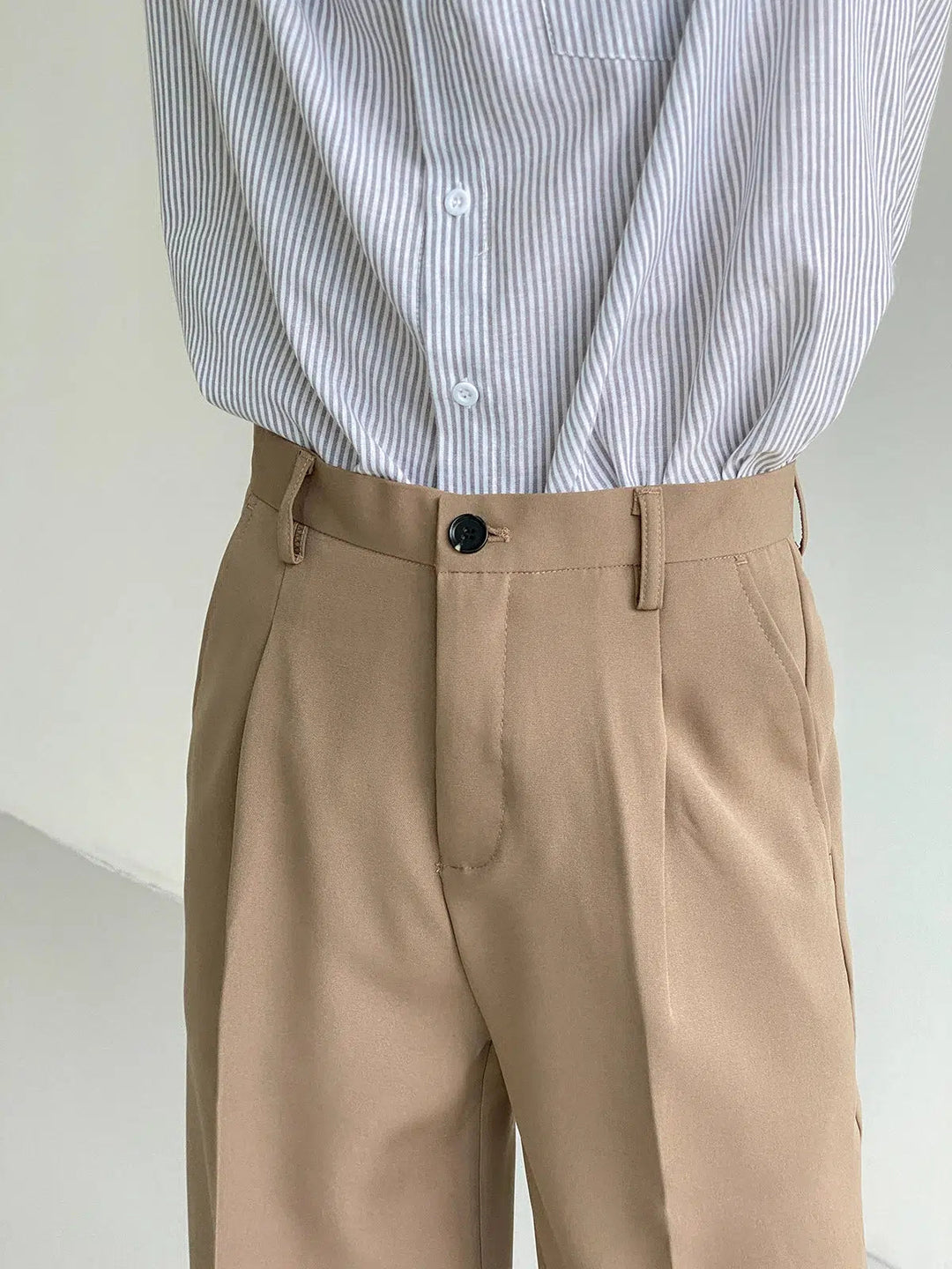 Khaki Straight Casual Suit Pants