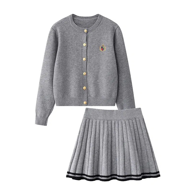 Knit Cardigan and Skirt Set