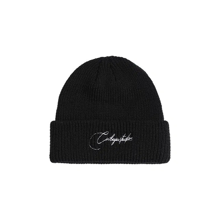 Knitted Beanie with Embroidered Logo