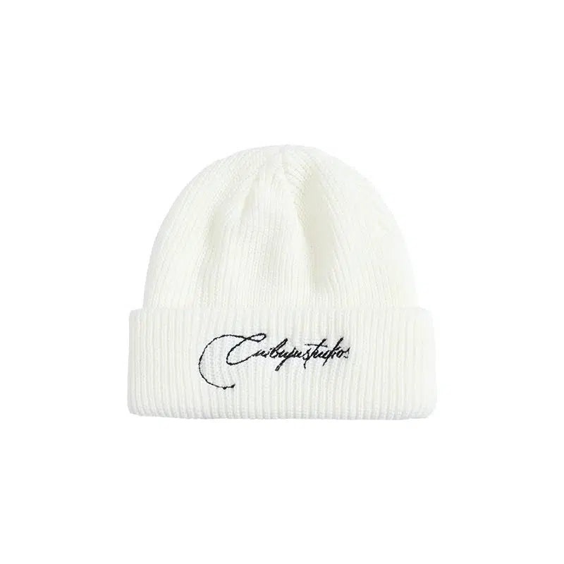 Knitted Beanie with Embroidered Logo